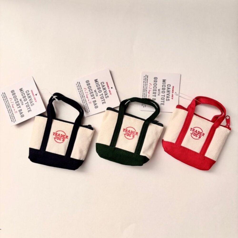 New Trader Joe's canvas micro tote with grocery b… - image 1